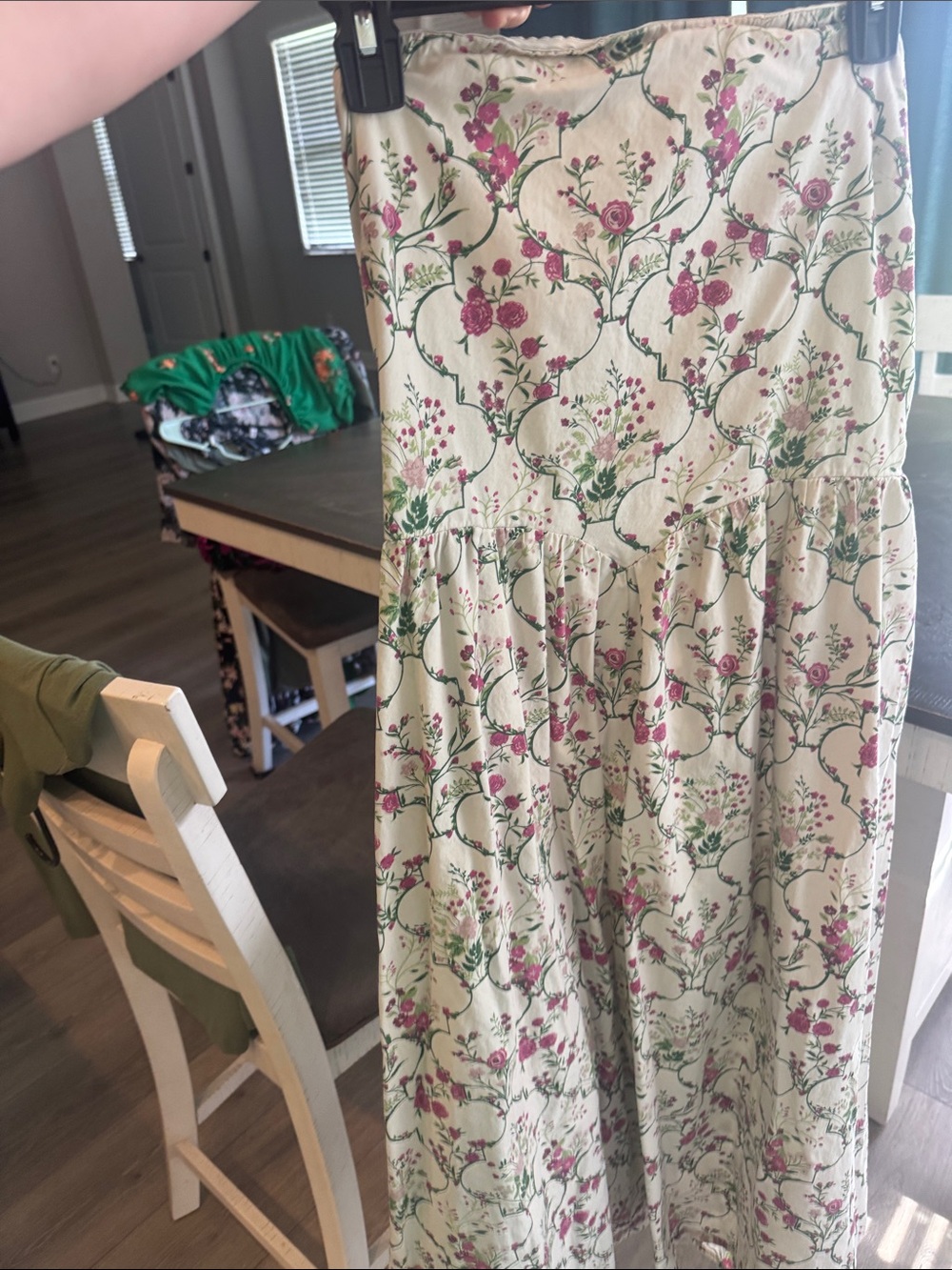 Jessica Simpson Floral Print Cream Maxi Skirt with Pink Accents